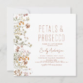 ワイルドフラワー花びら&プロセッコブライダルシャワーガーデン 招待状 (正面)