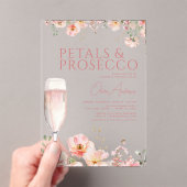ワイルドフラワー花びら&プロセッコ赤面ブライダルシャワー アクリル招待状 (インサイチュ (ポータブル))