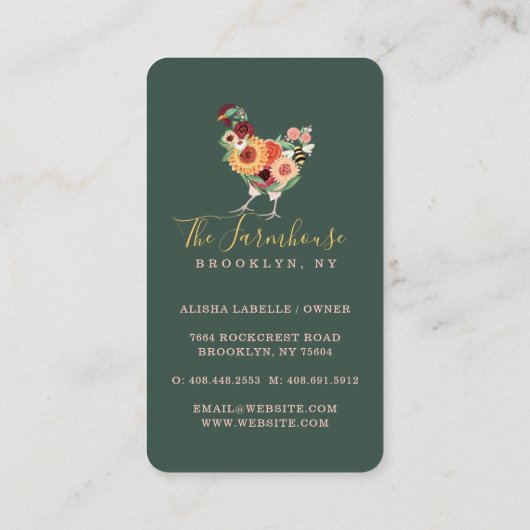 ワイルドフラワー芸術的ズ&グリーンリーファームの名簿ロゴ 名刺 (裏面)