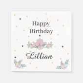 ワイルドフラワー茶パーティー誕生日フローラナプキン スタンダードカクテルナプキン (正面)