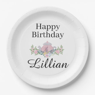 ワイルドフラワー茶パーティー誕生日フローラプレート ペーパープレート