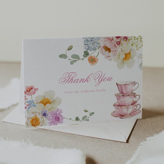 ワイルドフラワー茶パーティー赤ちゃんシャワーありがとう サンキューカード