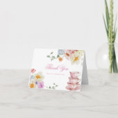 ワイルドフラワー茶パーティー赤ちゃんシャワーありがとう サンキューカード (正面)