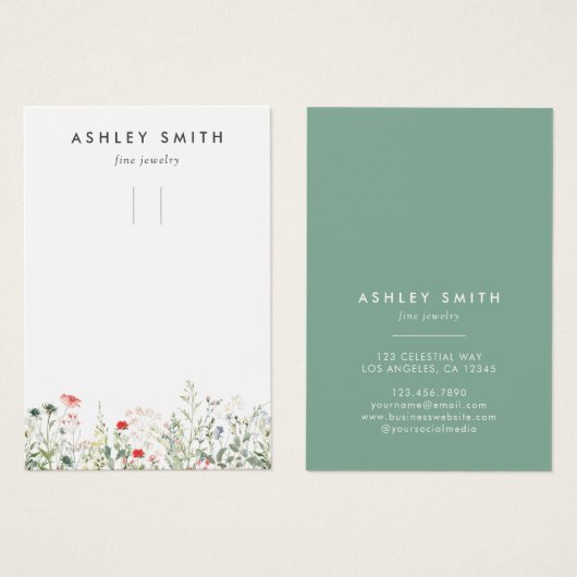 ワイルドフラワー草原キーチェーン表示カード (正面&裏面)