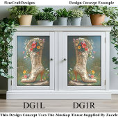 ワイルドフラワー華美女性のカーボーイブートDG1Lデコページ 薄葉紙