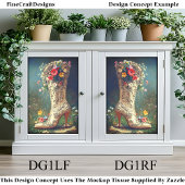 ワイルドフラワー華美女性のカーボーイブートDG1LFデクページ 薄葉紙