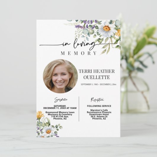 ワイルドフラワー葬儀記念会写真 招待状 (スタンド正面)