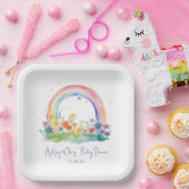 ワイルドフラワー虹のベビーガールシャワー ペーパープレート (パーティー)