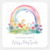 ワイルドフラワー虹のベビーガール振りかける スクエアシール (正面)