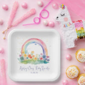 ワイルドフラワー虹のベビーガール振りかける ペーパープレート (パーティー)
