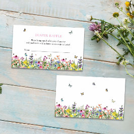 ワイルドフラワー蝶おむつラッフルベビーシャワー エンクロージャーカード