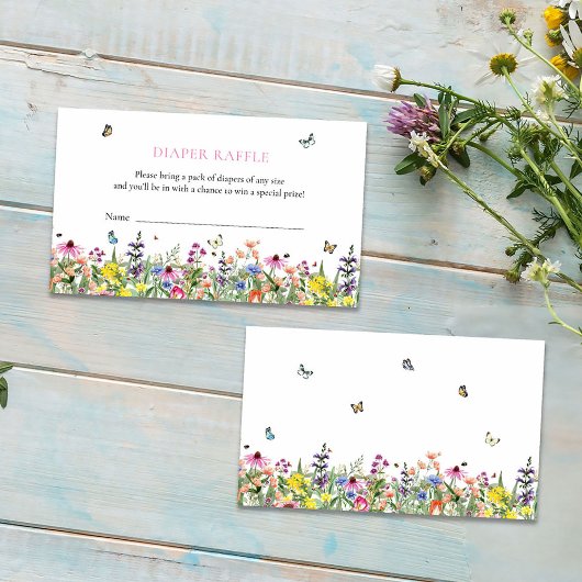 ワイルドフラワー蝶おむつラッフルベビーシャワー エンクロージャーカード