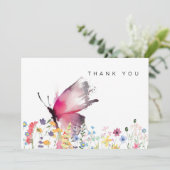 ワイルドフラワー蝶の葬儀の忌引きありがとう サンキューカード (スタンド正面)