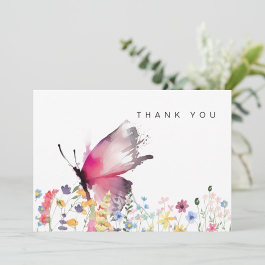 ワイルドフラワー蝶の葬儀の忌引きありがとう サンキューカード (スタンド正面)