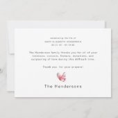 ワイルドフラワー蝶の葬儀の忌引きありがとう サンキューカード (裏面)