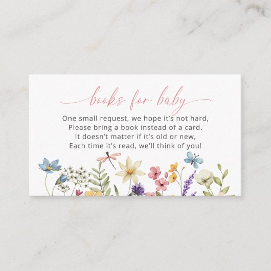 ワイルドフラワー蝶の赤ちゃんシャワー本ベビー エンクロージャーカード (正面)