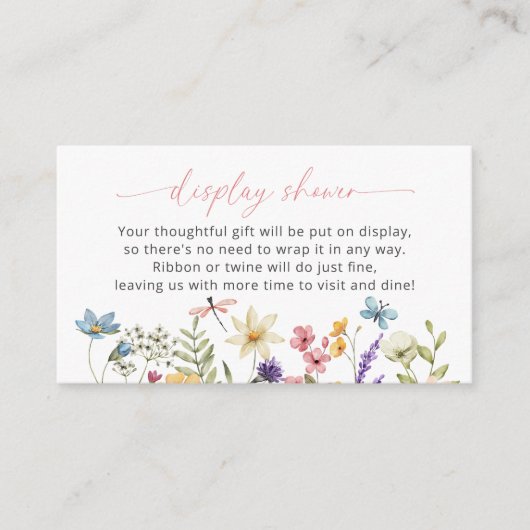 ワイルドフラワー蝶の赤ちゃんシャワー表示シャワー エンクロージャーカード (正面)