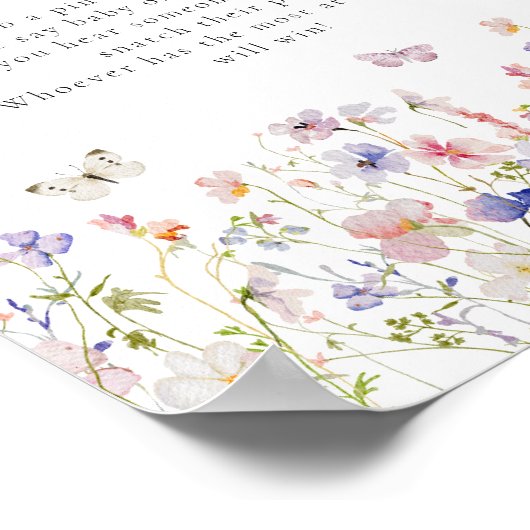 ワイルドフラワー蝶はベビーゲームのサインを言わない ポスター (角)