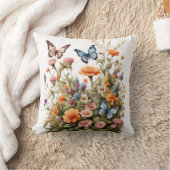 ワイルドフラワー蝶ウォーター色ガーデンフラワー クッション (ブランケット)