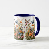 ワイルドフラワー蝶ウォーター色ガーデンフラワー マグカップ (正面右)