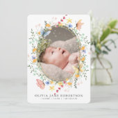 ワイルドフラワー蝶ガール写真誕生のお知らせ 招待状 (スタンド正面)