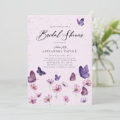 ワイルドフラワー蝶パープルガーデンブライダルシャワー 招待状 (スタンド正面)