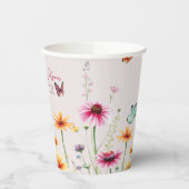 ワイルドフラワー蝶ベビーイン開花ベビーシャワー 紙コップ (左)