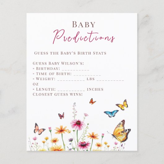 ワイルドフラワー蝶ベビーシャワーベビー予測 (正面)