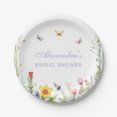 ワイルドフラワー蝶ボホフローラブライダルシャワー ペーパープレート (正面)