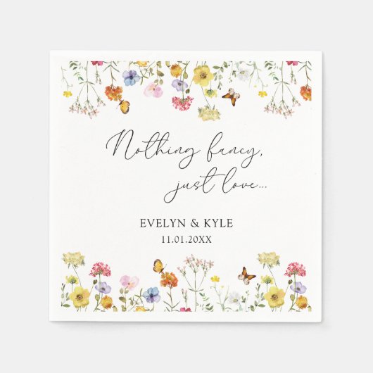 ワイルドフラワー蝶ボホーファンシー何結婚の スタンダードカクテルナプキン (正面)