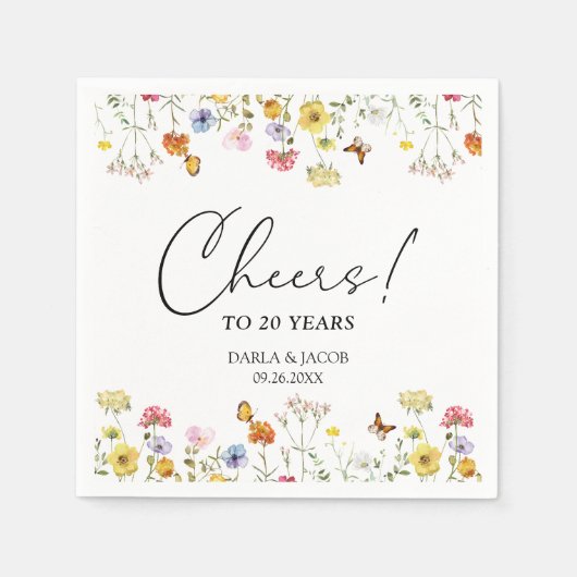 ワイルドフラワー蝶ボーホアニバーサリー応援 スタンダードカクテルナプキン (正面)