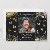 ワイルドフラワー蝶1写真葬儀招待状 招待状 (正面)