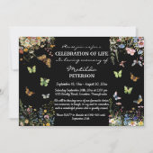 ワイルドフラワー蝶1写真葬儀招待状 招待状 (裏面)