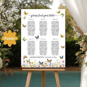 ワイルドフラワー蝶6台結婚の座席 ポスター