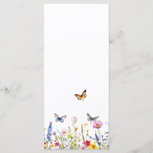 ワイルドフラワー蝶QRコード結婚の開いたバー メニュー (裏面)