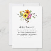 ワイルドフラワー記念プログラムの側面3と4 招待状 (裏面)