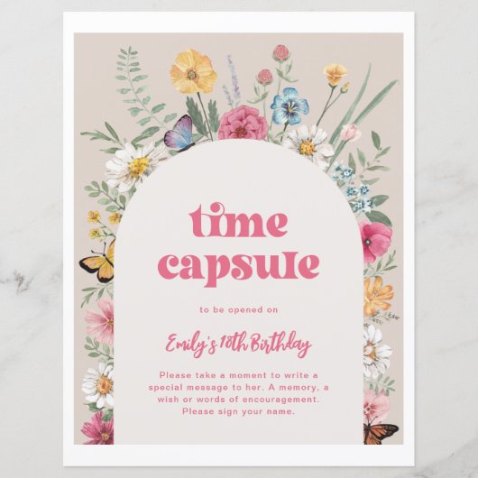 ワイルドフラワー誕生日タイムカプセル標識 (正面)