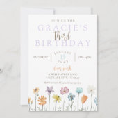 ワイルドフラワー誕生日テーマ招待状 – ボホフローラ 招待状 (正面)