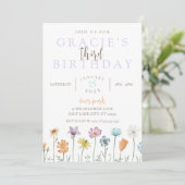 ワイルドフラワー誕生日テーマ招待状 – ボホフローラ 招待状 (スタンド正面)