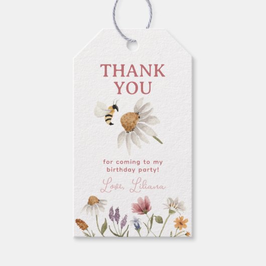ワイルドフラワー誕生日パーティーお願い ギフトタグ (正面)
