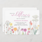 ワイルドフラワー誕生日パーティーの招待 招待状 (正面/裏面)