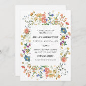 ワイルドフラワー誕生日パーティーの招待 招待状 (正面/裏面)