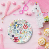 ワイルドフラワー誕生日パーティープレート ペーパープレート (パーティー)