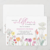 ワイルドフラワー誕生日パーティー招待状 招待状 (正面/裏面)