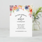 ワイルドフラワー誕生日パーティー編集可能テンプレート 招待状 (スタンド正面)