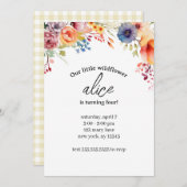 ワイルドフラワー誕生日パーティー編集可能テンプレート 招待状 (正面/裏面)