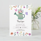 ワイルドフラワー誕生日招待ガールガーデンフローラ 招待状 (スタンド正面)