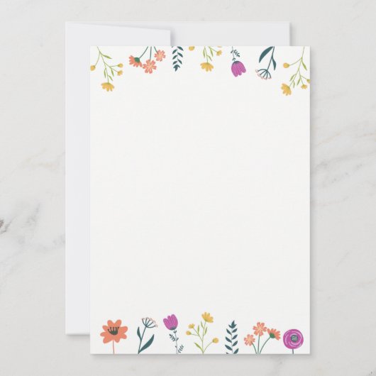 ワイルドフラワー誕生日招待ガールガーデンフローラ 招待状 (裏面)