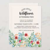 ワイルドフラワー誕生日招待状のダウンロード 招待状 (正面/裏面)