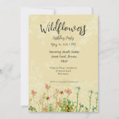 ワイルドフラワー誕生日招待状アンティーク背景 招待状 (正面)